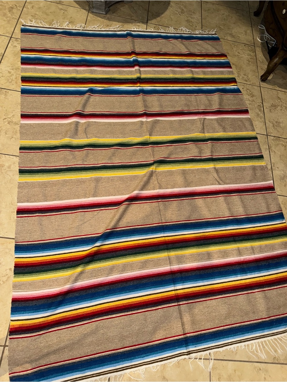 Vintage Saltillo Serape southwest colors striped throw 62x94